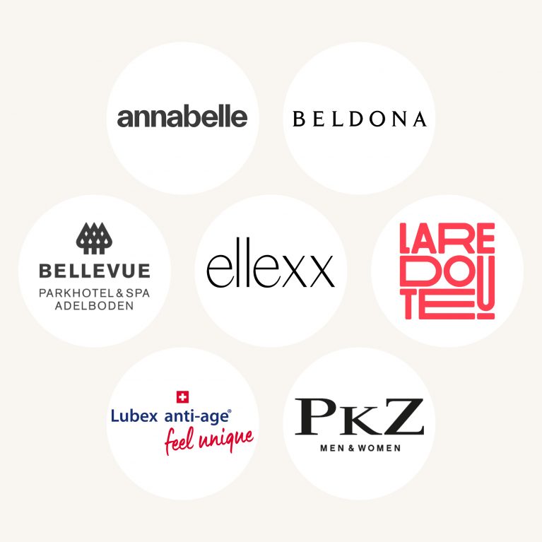 Logos annabelle, Bellevue Parkhotel Adelboden, Beldona, ellexx, LaRedoute, Lubex & PKZ